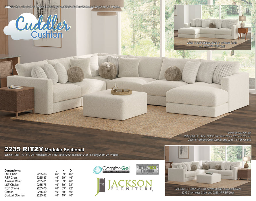 Ritzy 5-Piece Modular Sectional in Bone/