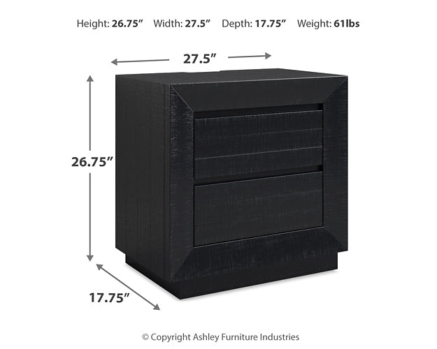 Londer California King Panel Bed with Mirrored Dresser, Chest and Nightstand