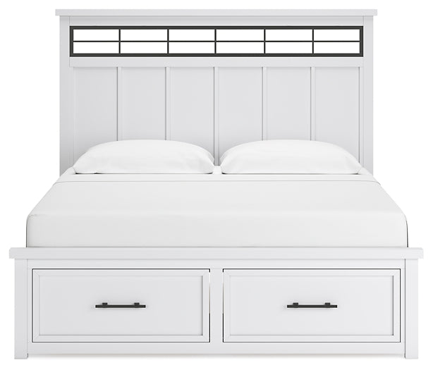 Ashbryn King Panel Storage Bed with Mirrored Dresser, Chest and Nightstand