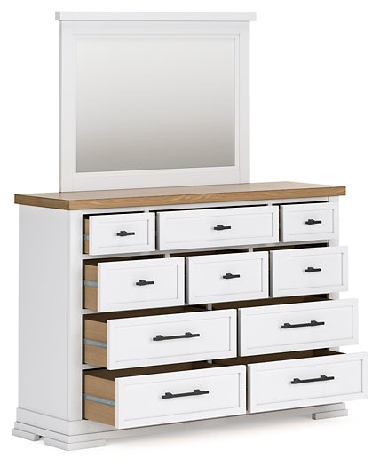 Ashbryn Queen Panel Storage Bed with Mirrored Dresser, Chest and Nightstand