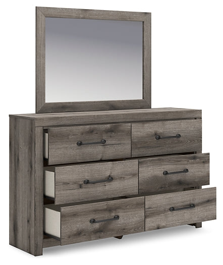Graystorm Queen Panel Bed with Mirrored Dresser, Chest and Nightstand