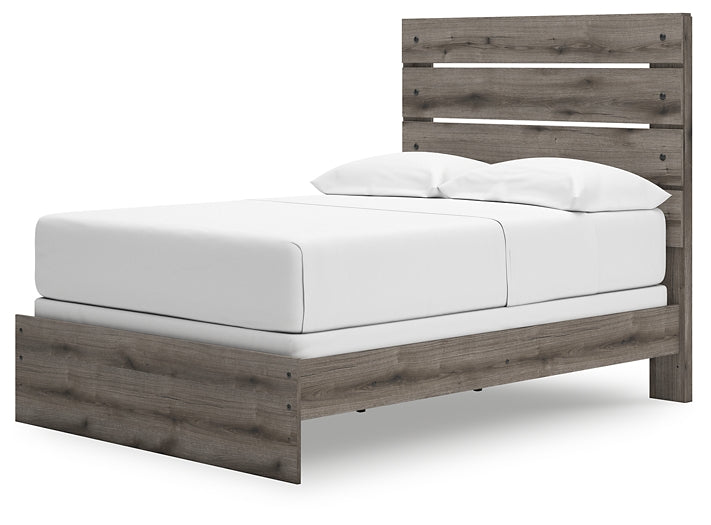 Graystorm Full Panel Bed with Mirrored Dresser and Nightstand