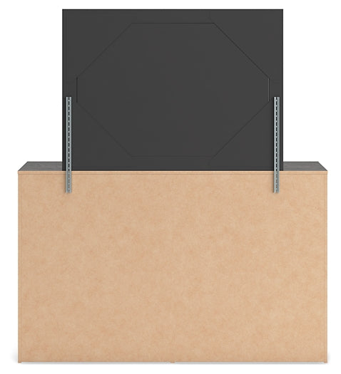 Hollivern Full Panel Bed with Storage with Mirrored Dresser