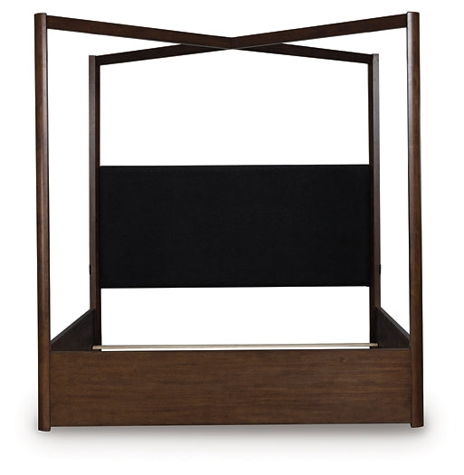 Dilenno Queen Canopy Bed with Mirrored Dresser