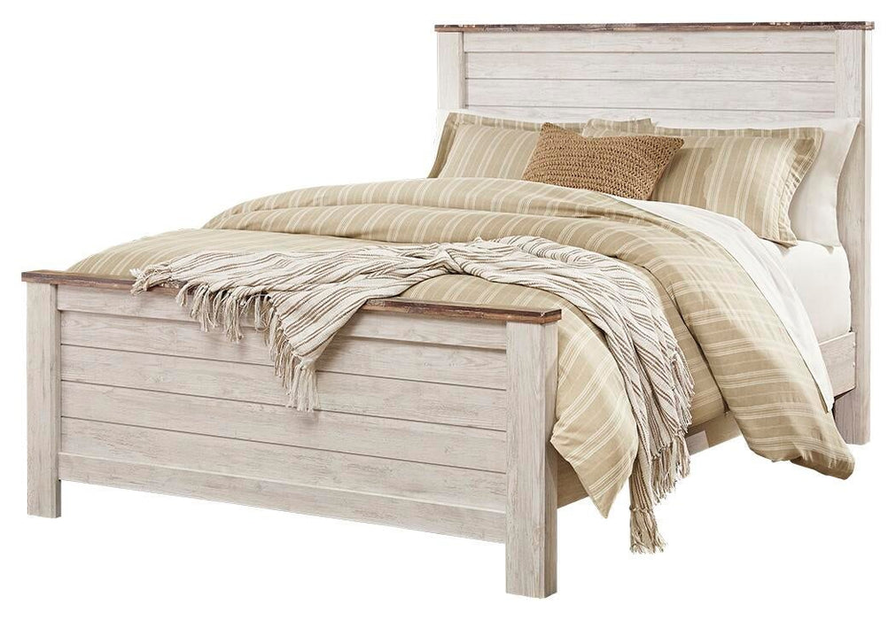 Willowton Queen Panel Bed with Mirrored Dresser