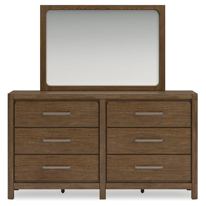 Cabalynn Queen Upholstered Bed with Mirrored Dresser and Nightstand