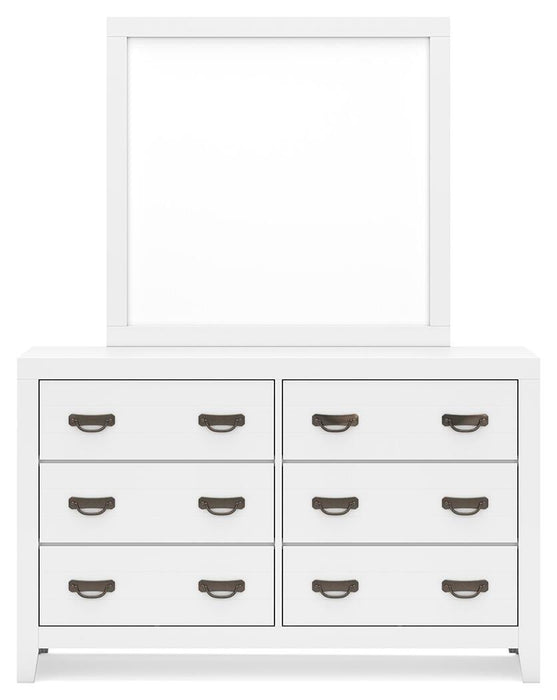 Binterglen King Panel Bed with Mirrored Dresser and Nightstand