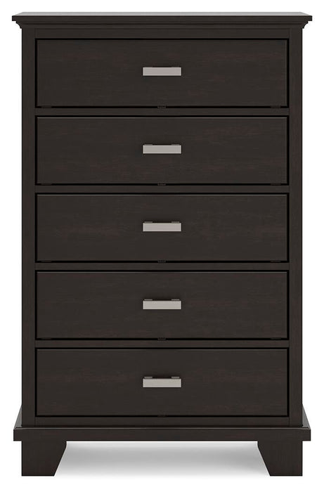 Covetown King Panel Bed, Dresser, Mirror, Chest and Nightstand