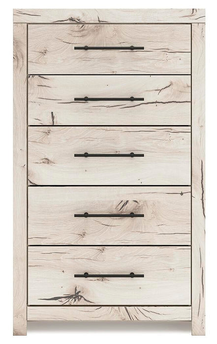 Lawroy Twin Panel Bed with Storage, Dresser, Mirror, Chest and Nightstand