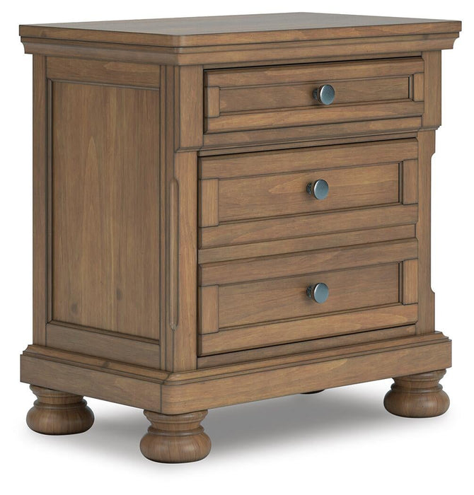 Feddinger California King Storage Sleigh Bed with Mirrored Dresser and Nightstand