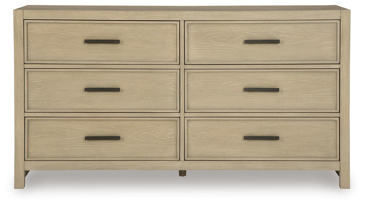 Calmoro King Bookcase Bed with Mirrored Dresser