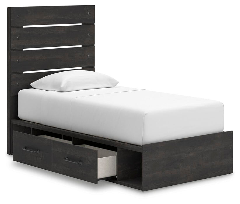 Hollivern Twin Panel Storage Bed, Dresser, Mirror, Chest and Nightstand