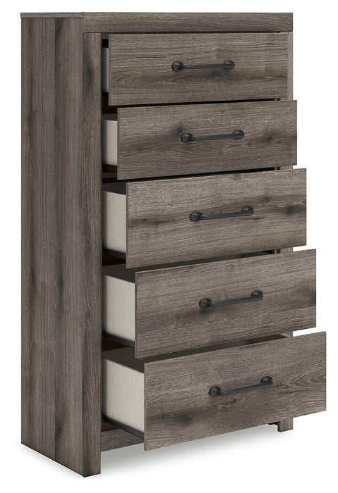 Graystorm Full Panel Bed, Dresser, Mirror, Chest and Nightstand