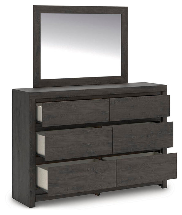 Fraluna King Panel Storage Bed, Dresser, Mirror, Chest and Nightstand