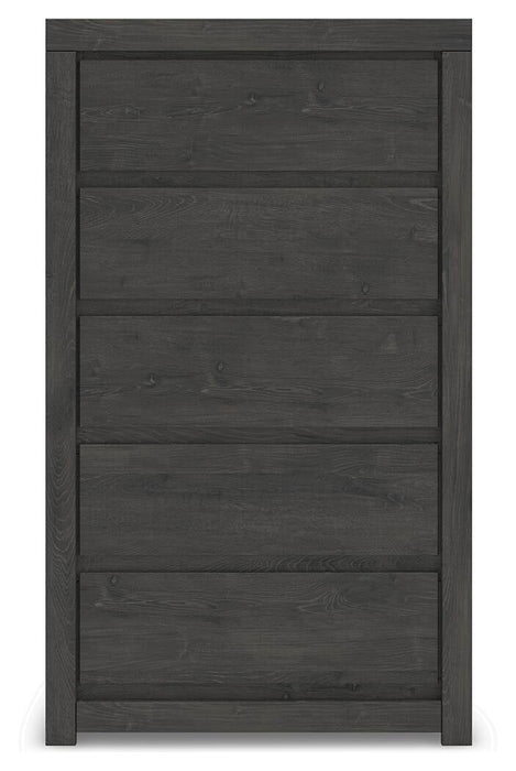 Fraluna King Panel Storage Bed, Dresser, Mirror, Chest and Nightstand