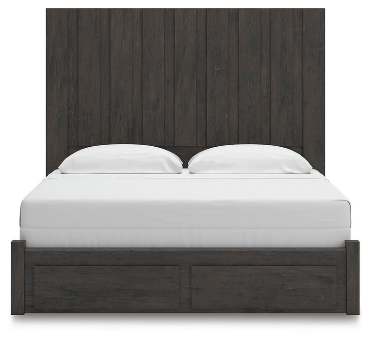 Fraluna King Panel Storage Bed, Dresser, Mirror, Chest and Nightstand