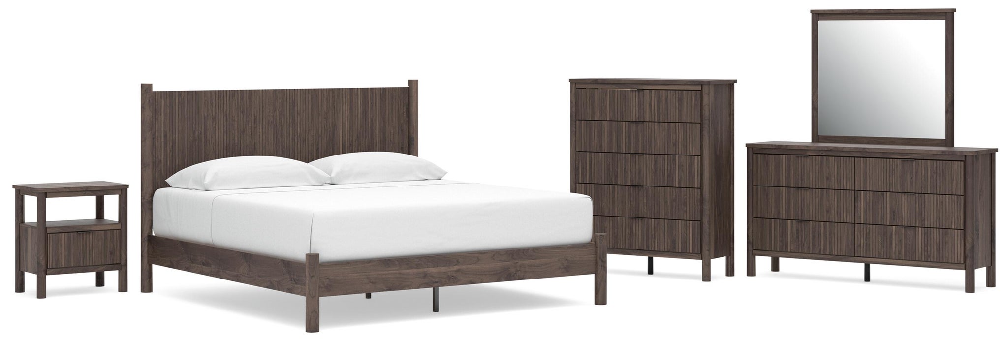 Pamytta King Panel Platform Bed, Dresser, Mirror, Chest and Nightstand