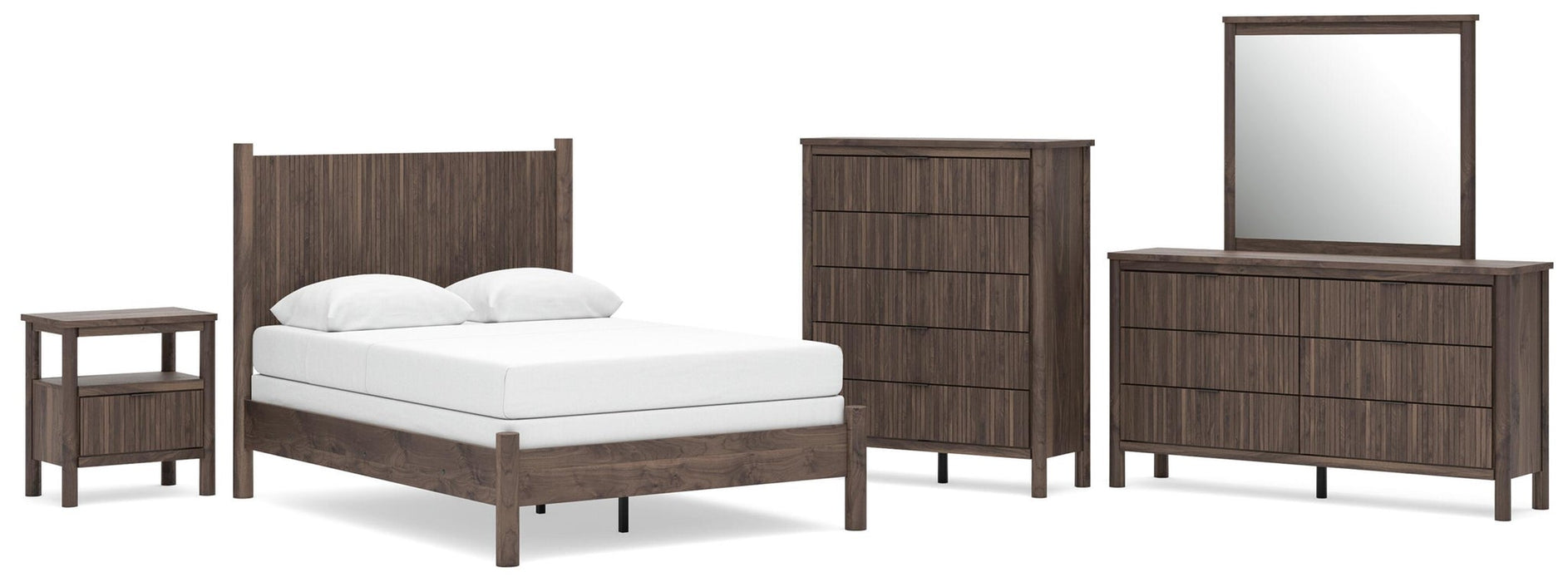 Pamytta Full Panel Bed, Dresser, Mirror, Chest and Nightstand