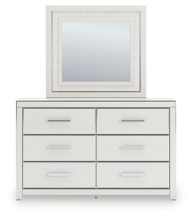 Zuraleus Queen Upholstered Panel Platform Storage Bed, Dresser and Mirror