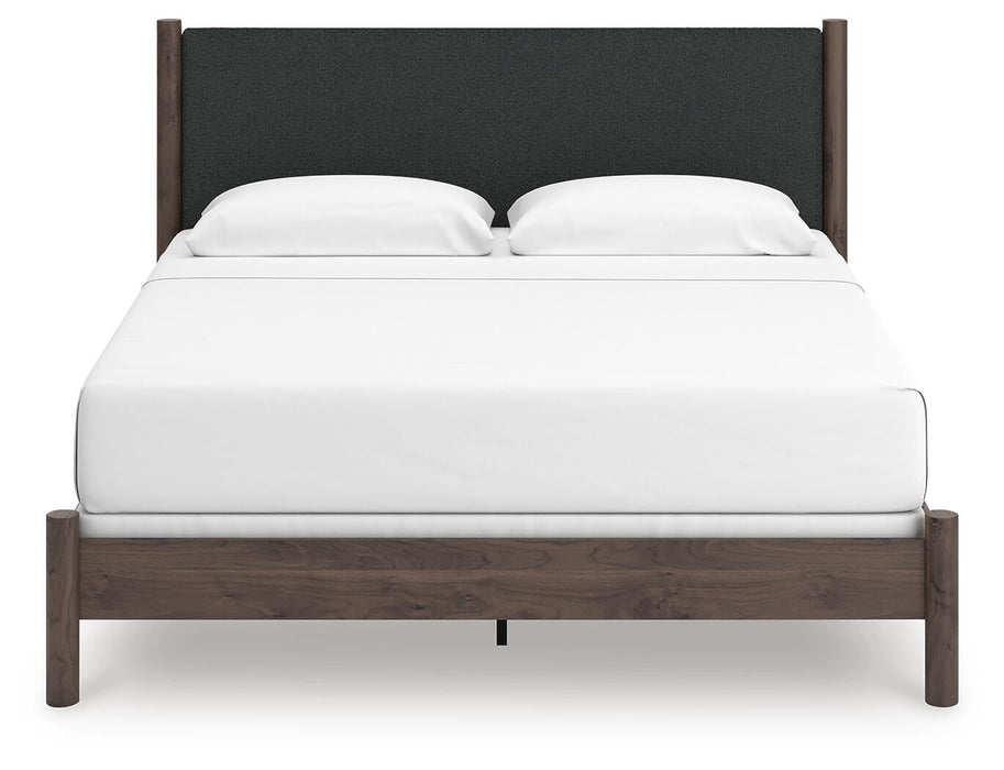Pamytta King Upholstered Panel Bed, Dresser, Mirror, Chest and Nightstand