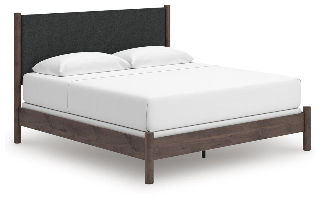 Pamytta King Upholstered Panel Bed, Dresser, Mirror, Chest and Nightstand