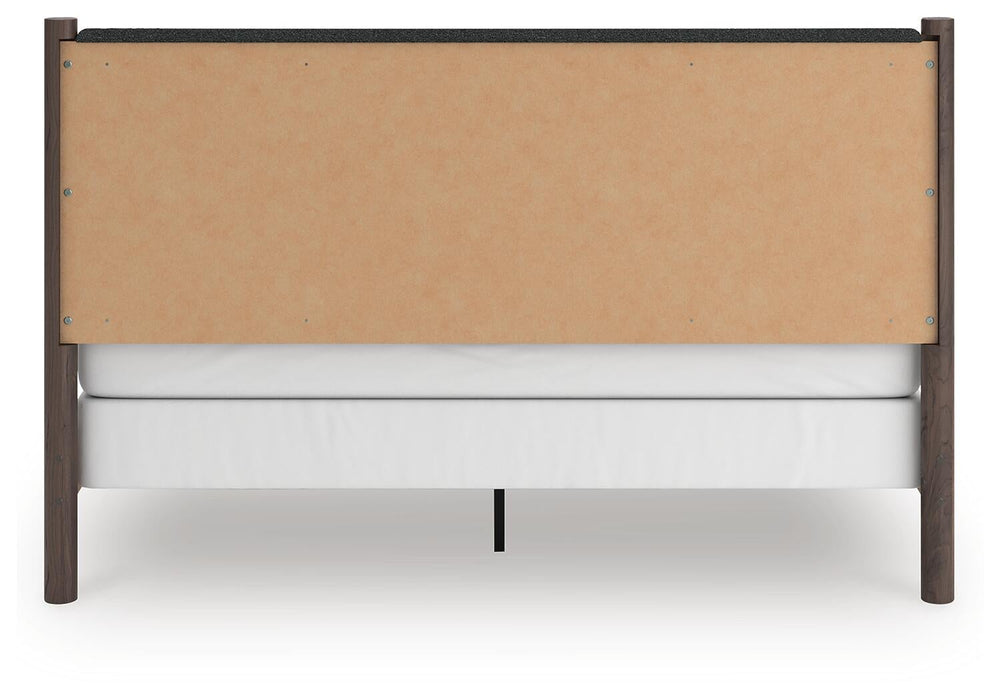 Pamytta King Upholstered Panel Bed, Dresser, Mirror and Nightstand