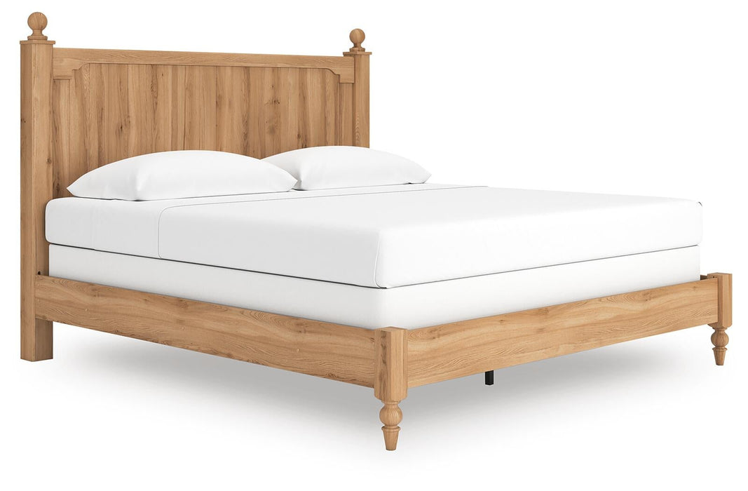 Aleaport King Panel Bed with Mirrored Dresser and Nightstand