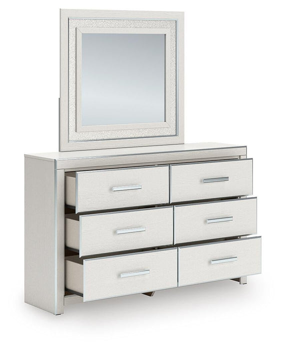 Zuraleus King Upholstered Panel Platform Bed, Dresser, Mirror and Nightstand