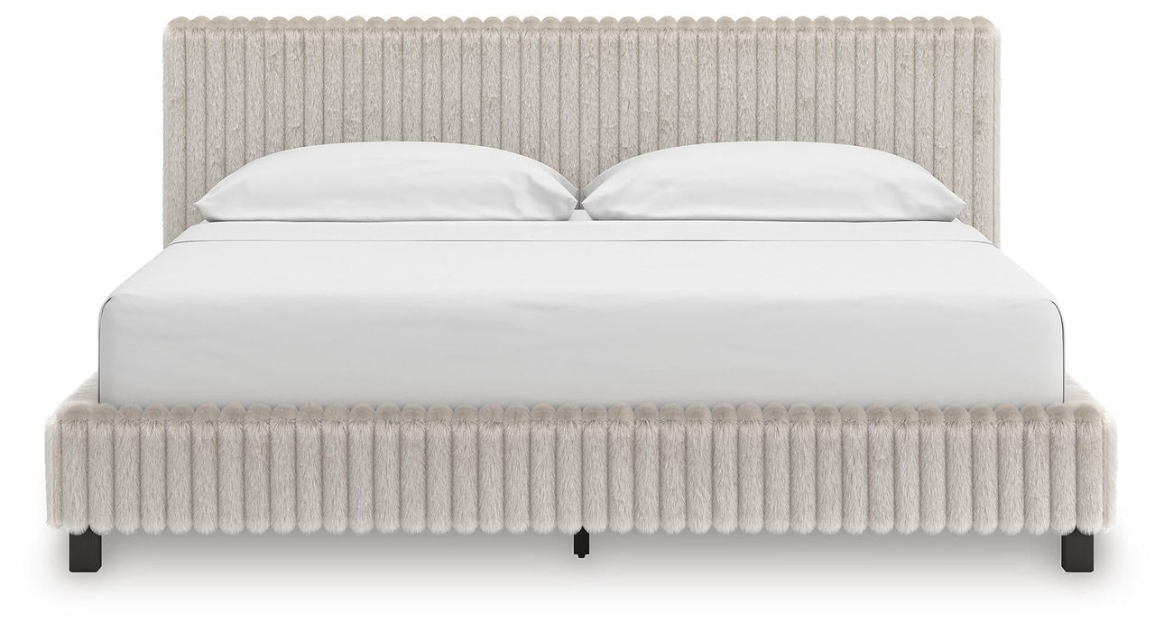 Zuraleus California King Upholstered Bed, Dresser and Mirror