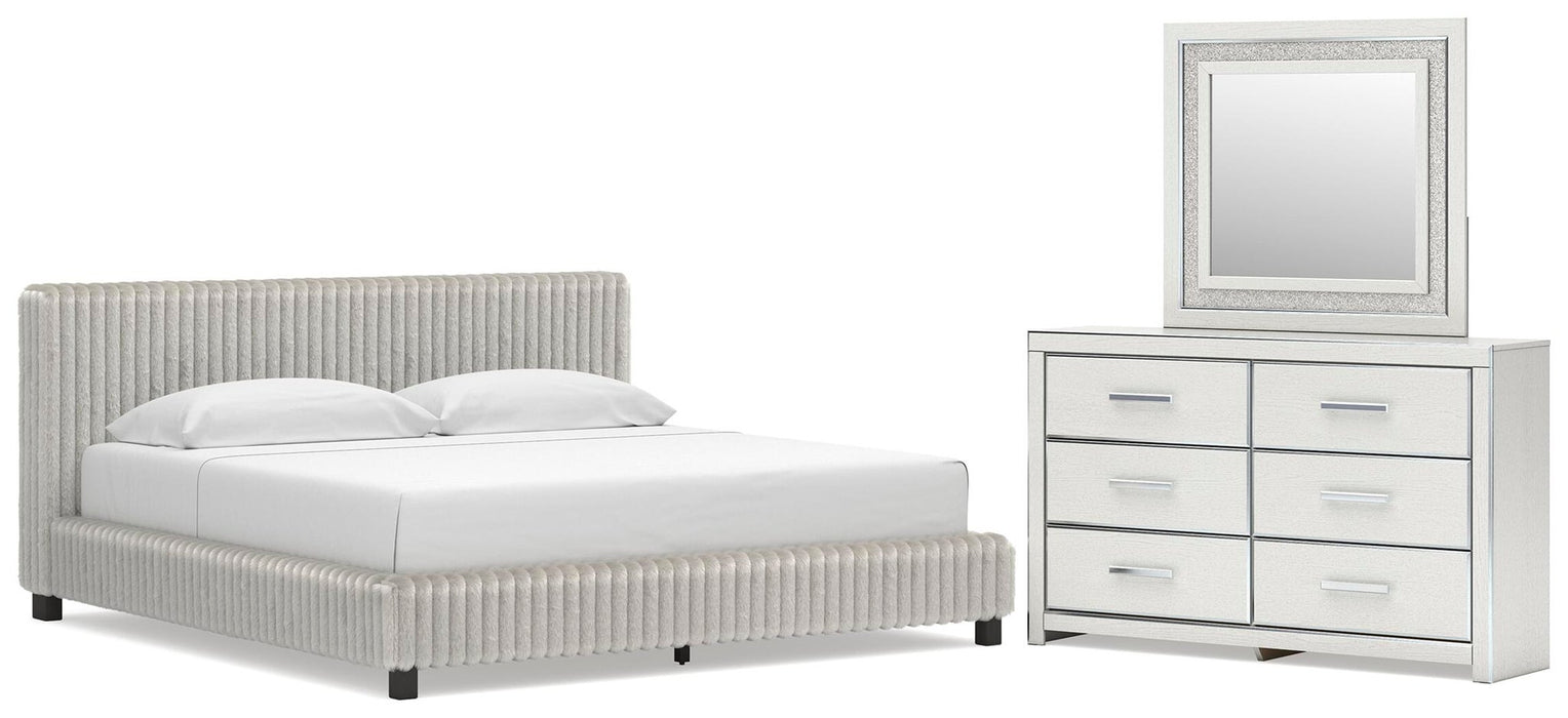 Zuraleus King Upholstered Bed, Dresser and Mirror