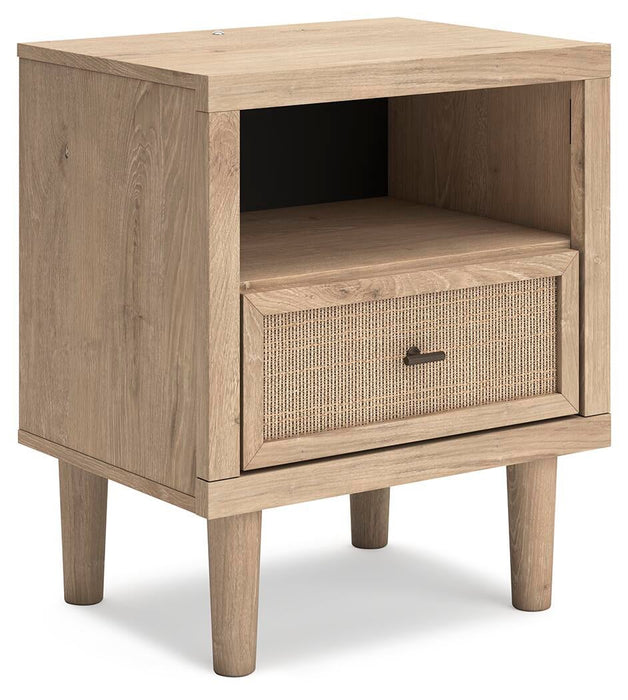 Cielden Queen Upholstered Bed with Roll Slats, Dresser, Mirror, Chest and Nightstand