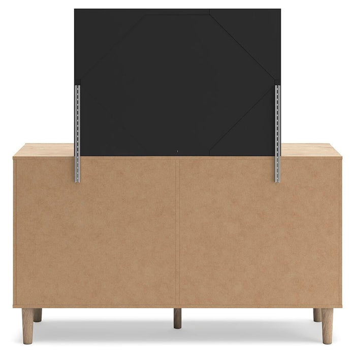 Cielden Full Upholstered Bed with Roll Slats, Dresser, Mirror, Chest and Nightstand