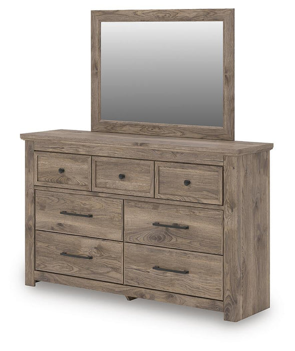 Rusticott King Poster Bed, Dresser, Mirror and Nightstand