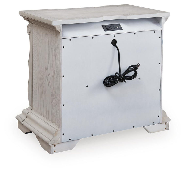Bruchandi King Upholstered Panel Bed with Mirrored Dresser and Nightstand