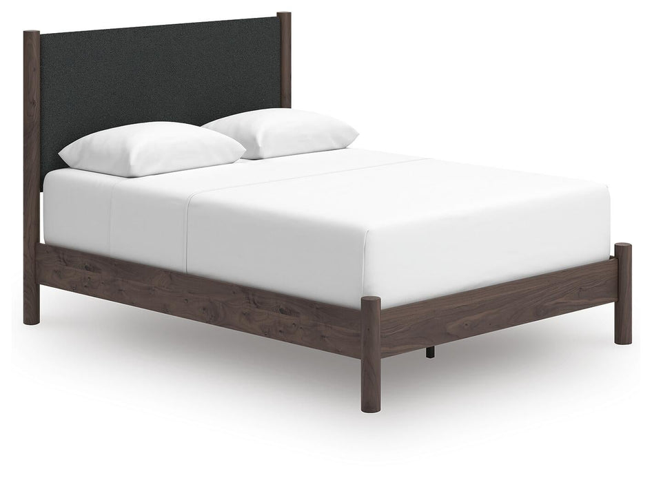 Pamytta Queen Upholstered Panel Bed, Dresser, Mirror, Chest and Nightstand