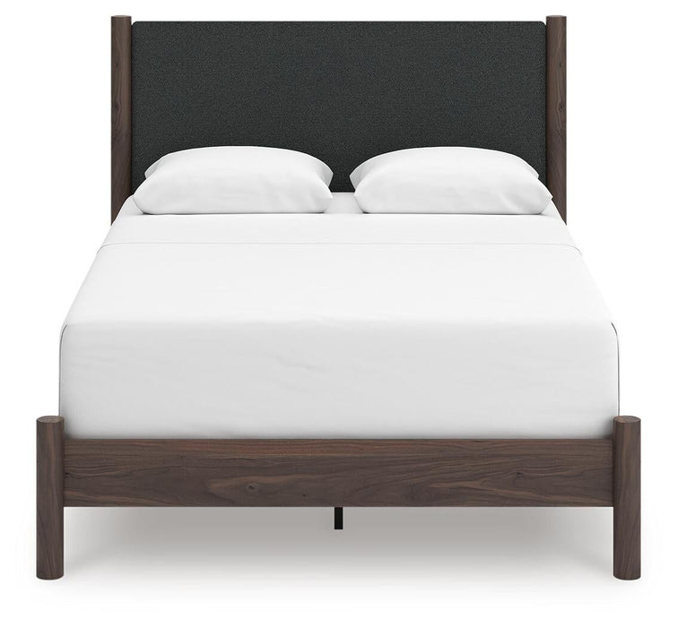 Pamytta Queen Upholstered Panel Bed, Dresser, Mirror, Chest and Nightstand