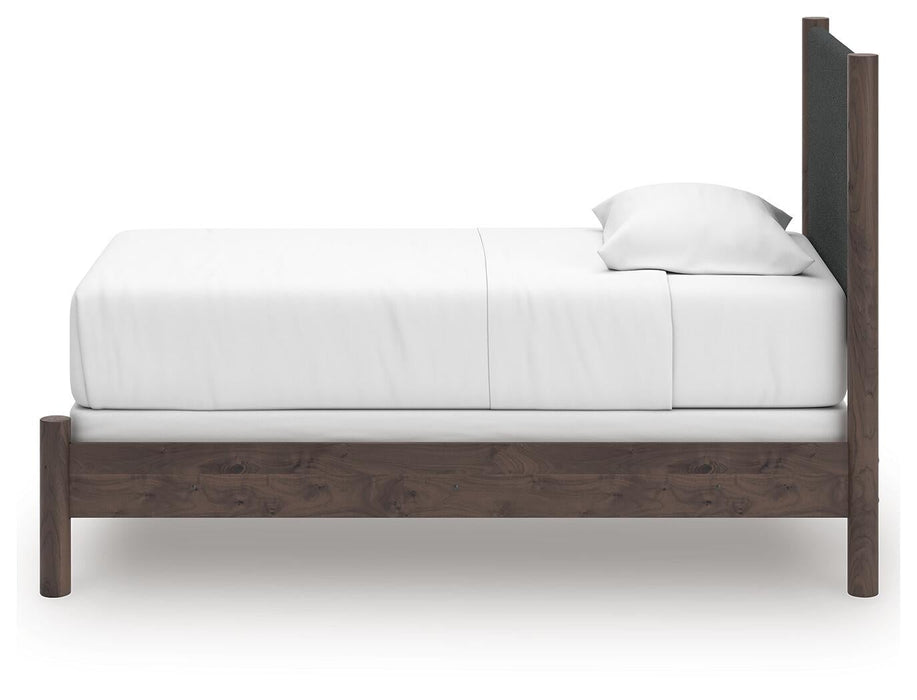 Pamytta Twin Upholstered Panel Bed, Dresser and Mirror