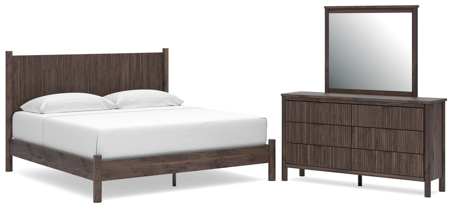 Pamytta King Panel Platform Bed, Dresser and Mirror