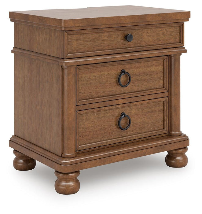 Rowlenstown Queen Poster Bed with Mirrored Dresser and Nightstand