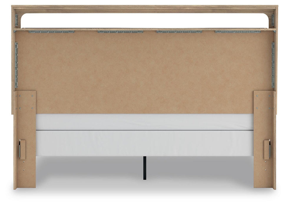 Kinlanni King Upholstered Panel Bed, Dresser, Mirror and Nightstand