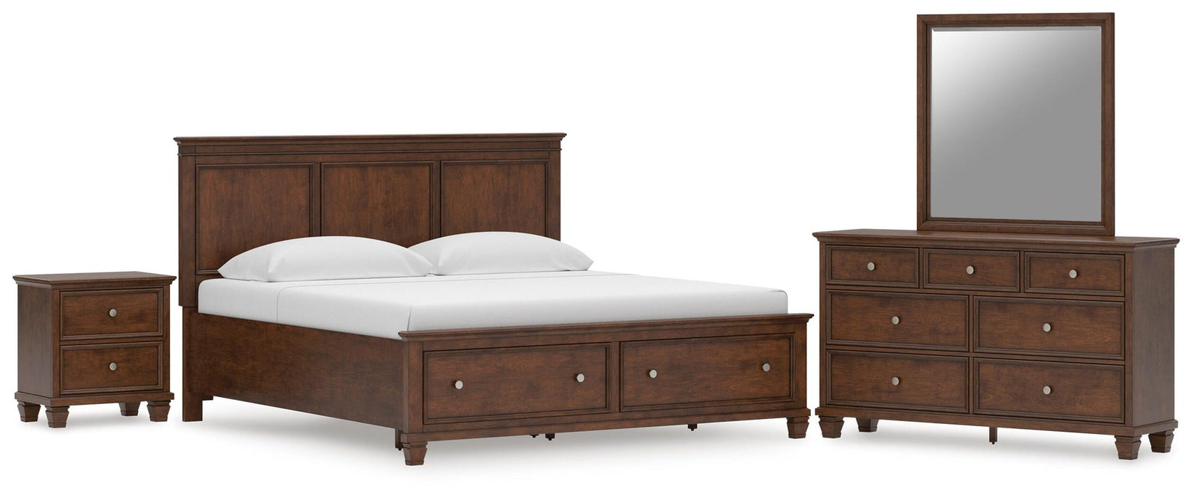Danabrin King Panel Storage Bed, Dresser, Mirror and Nightstand