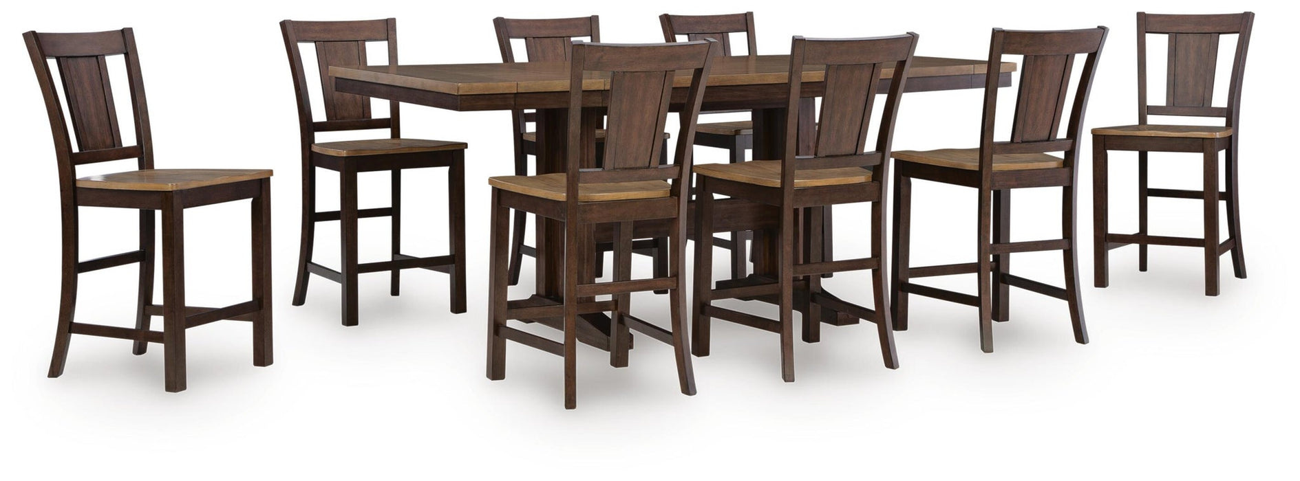 Rylandeen Counter Height Dining Table and 8 Barstools