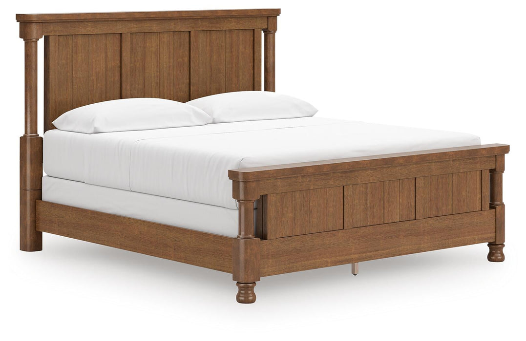 Rowlenstown California King Poster Bed with Mirrored Dresser