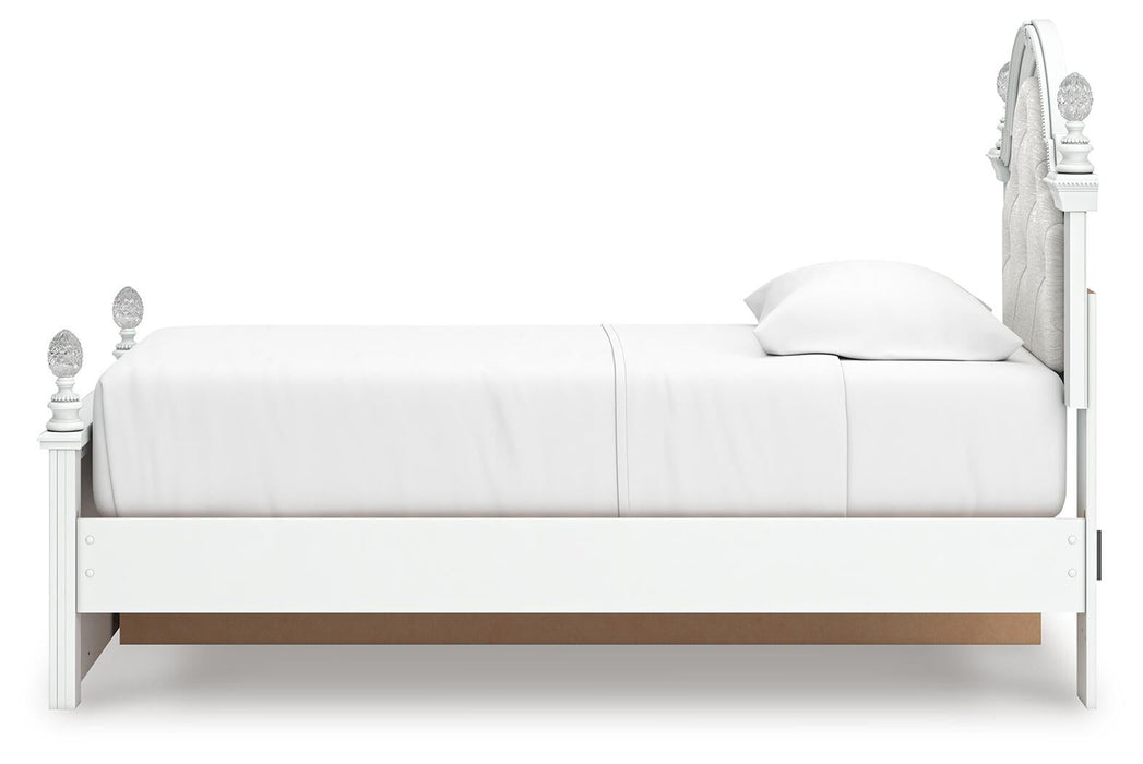 Kozlani Twin Upholstered Panel Storage Bed, Dresser and Mirror