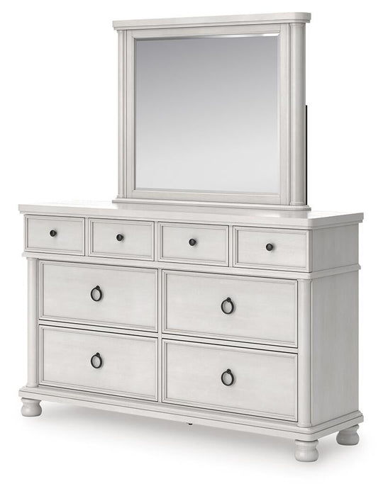 Rowlenstown California King Poster Bed, Dresser, Mirror and Nightstand