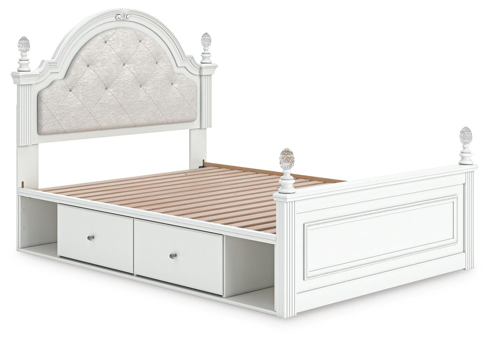 Kozlani Full Upholstered Panel Storage Bed, Dresser, Mirror and Nightstand
