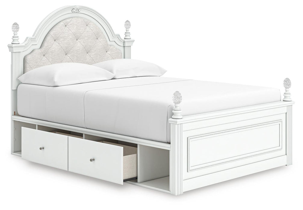 Kozlani Full Upholstered Panel Storage Bed, Dresser and Mirror