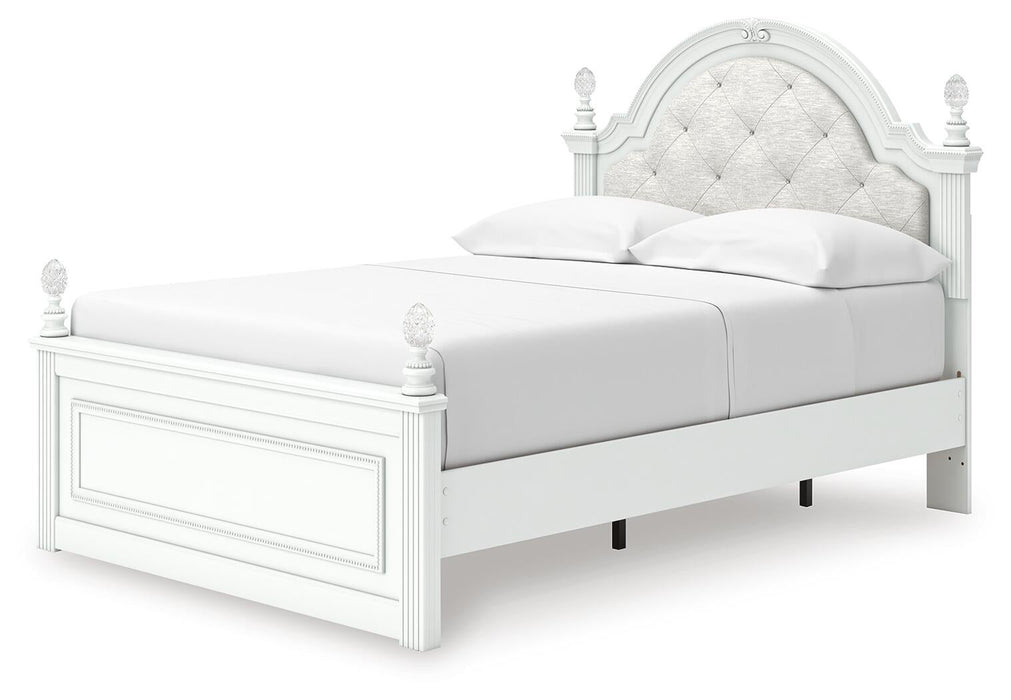 Kozlani Full Upholstered Panel Storage Bed, Dresser and Mirror