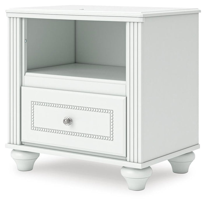Kozlani Full Upholstered Panel Bed, Dresser, Mirror and Nightstand
