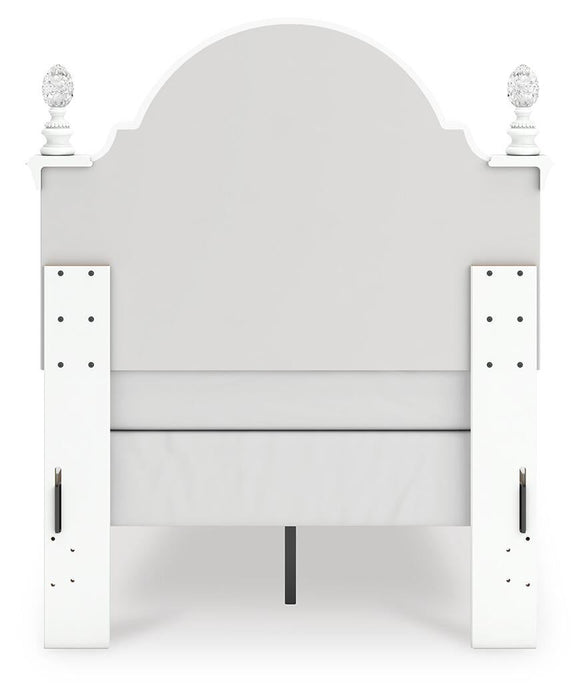 Kozlani Twin Upholstered Panel Bed, Dresser and Mirror